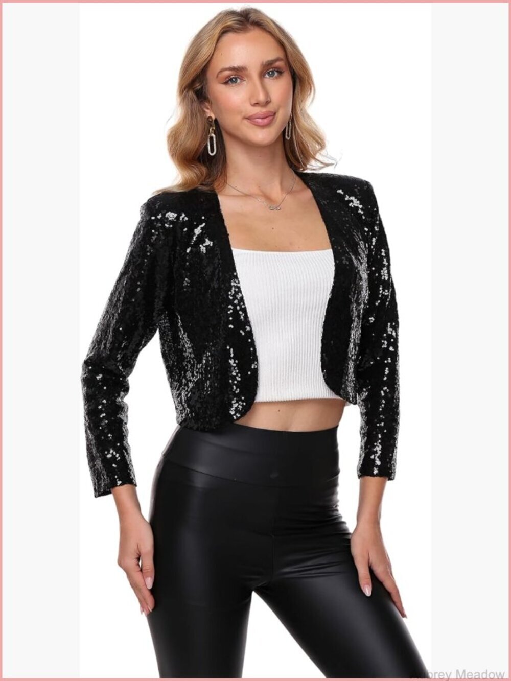 Sequin Shrug Jacket Long Sleeve Open Front Blazer Bolero Wedding Party Sparkly